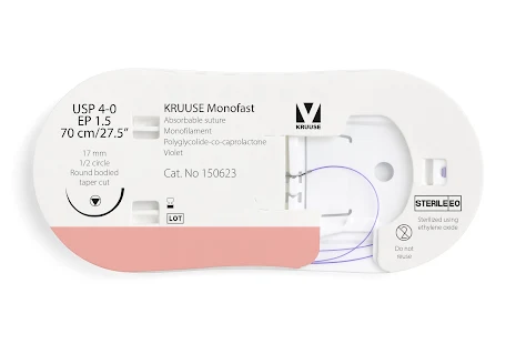 KRUUSE Monofast Sutur, USP 4-0/EP 1.5, 70 cm, violet, 12st