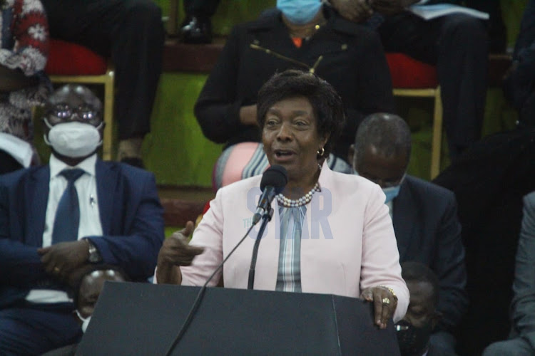 Kitui Governor Charity Ngilu speaks during the BBI launch at Bomas of Kenya on October 26, 2020.