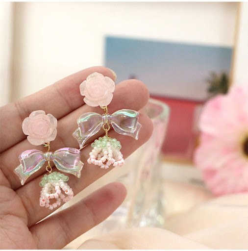 Title 5, Sweet Summer Bowknot Beaded Earrings add a touc...
