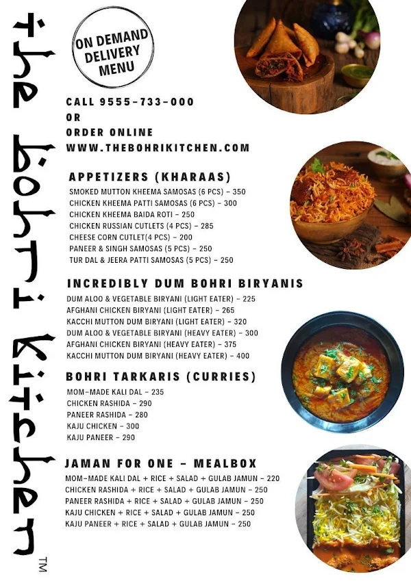The Bohri Kitchen menu 