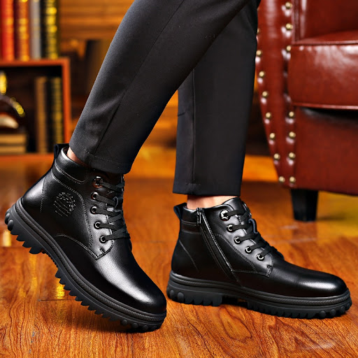 Title 7, Winter Cotton Shoes Mens Leather Thickened Woo...