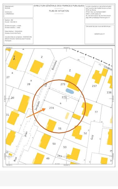 Vente terrain  520 m² à L'Arbresle (69210), 210 080 €