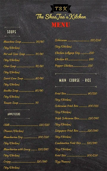 The ShaaJaa's Kitchen menu 