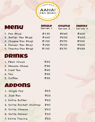 Aaha! Pav Bhaji menu 2