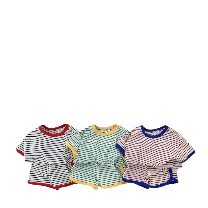 Conjunto de dos piezas de verano fino a rayas a juego de colores, para niños y niñas, ¡adorable y fresco para el calor!