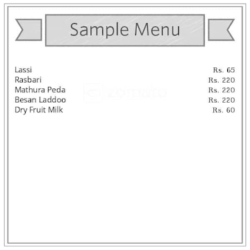 Hariya Ji Milk Palace menu 