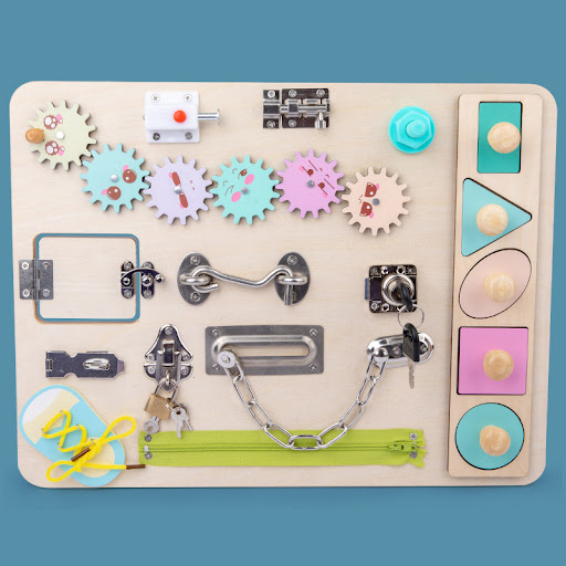 Title 3, Wooden Colorful Cube Busy Board Early Education...