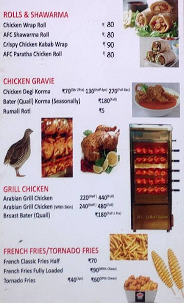 Arabian Fried Chicken menu 