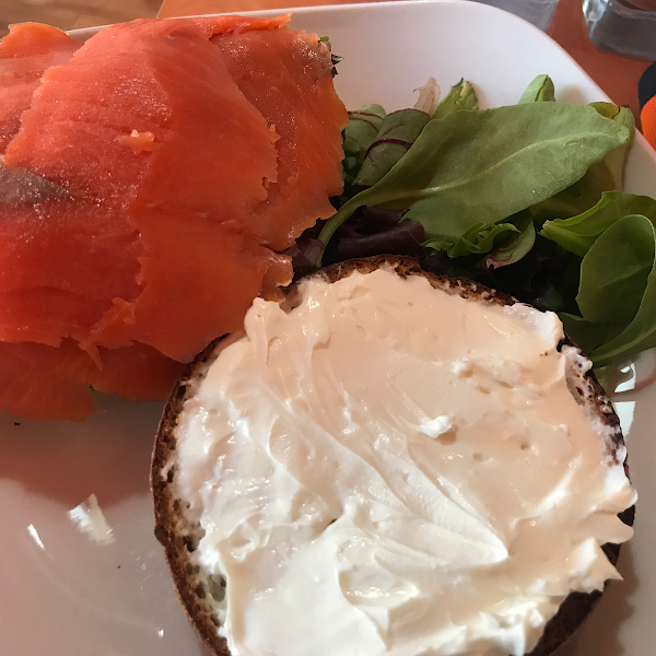 Bagel and cream cheese with salmon