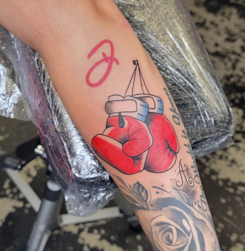 Black Rose Boxing Gloves Tattoo