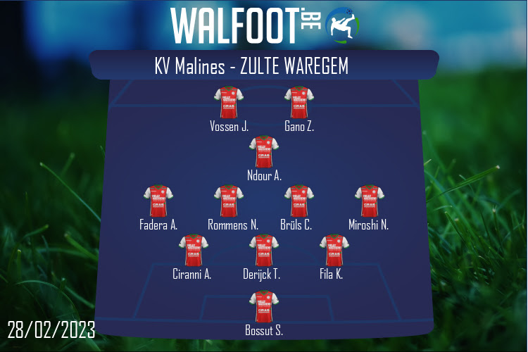 Composition Zulte Waregem | KV Malines - Zulte Waregem (28/02/2023)