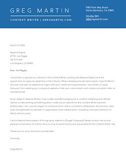 Greg Martin - Cover Letter item