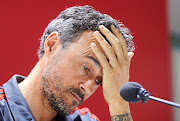 Luis Enrique, Spain Manager reacts during the Spain Press Conference at Estadio Benito Villamarin on October 14, 2018 in Seville, Spain. 