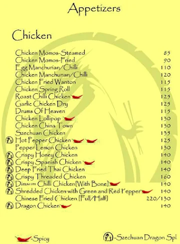 Szechuan Dragon menu 