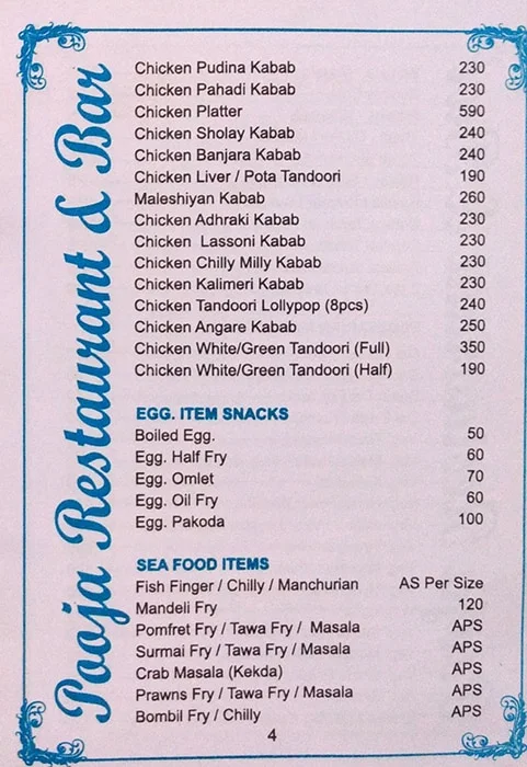 Pooja Restaurant menu 