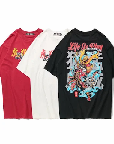 Hip hop loose printed half sleeve - 3
