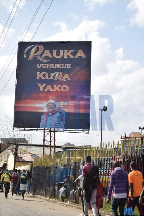 Political aspirants' billboards erected along major highways across Nairobi ahead of August 2022 General Elections.