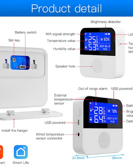 WiFi Tuya Smart Life LED Display Temperature Humidity Sen... - 2