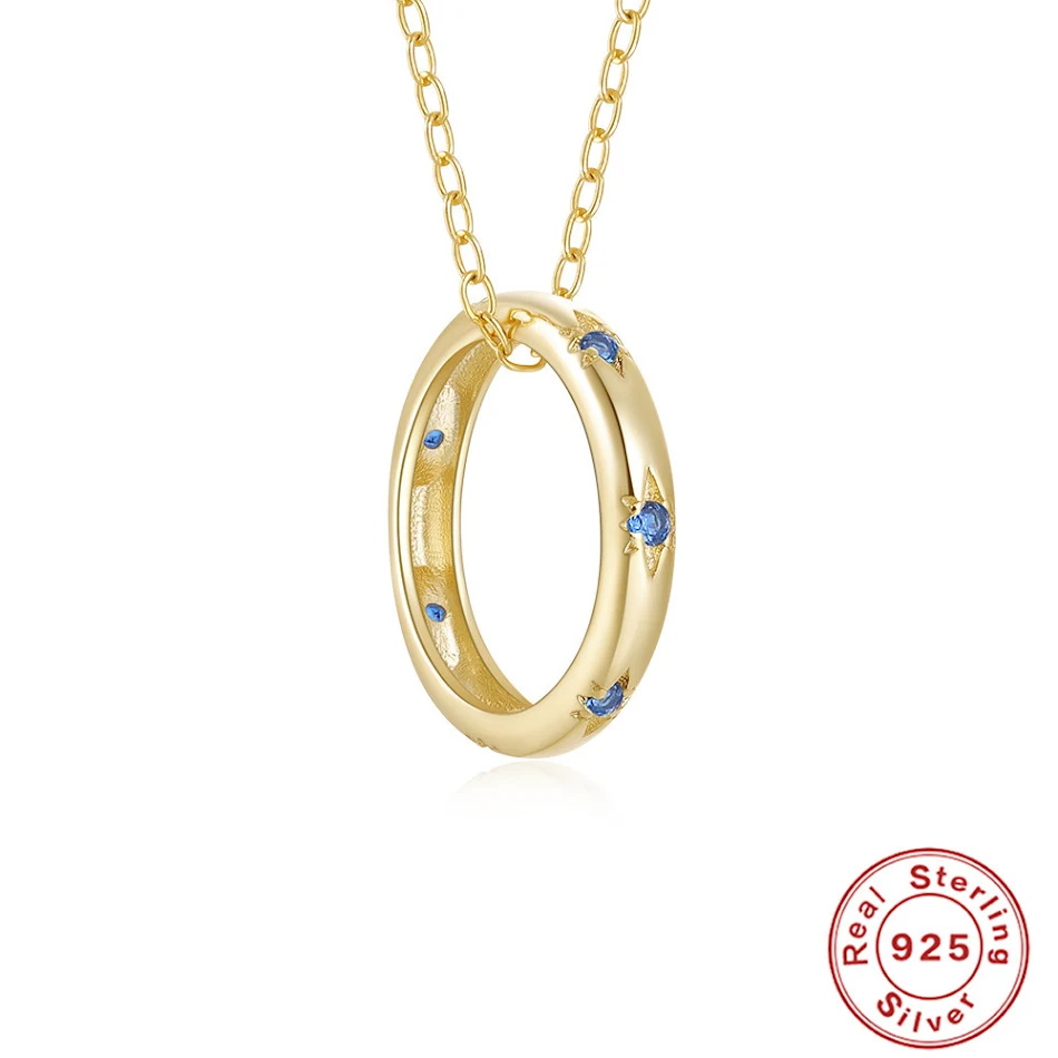 Collier en Argent Sterling S925 avec Cercle Sertis de Diamants, un Bijou Élégant et Discret pour Illuminer Votre Décolleté au Quotidien.