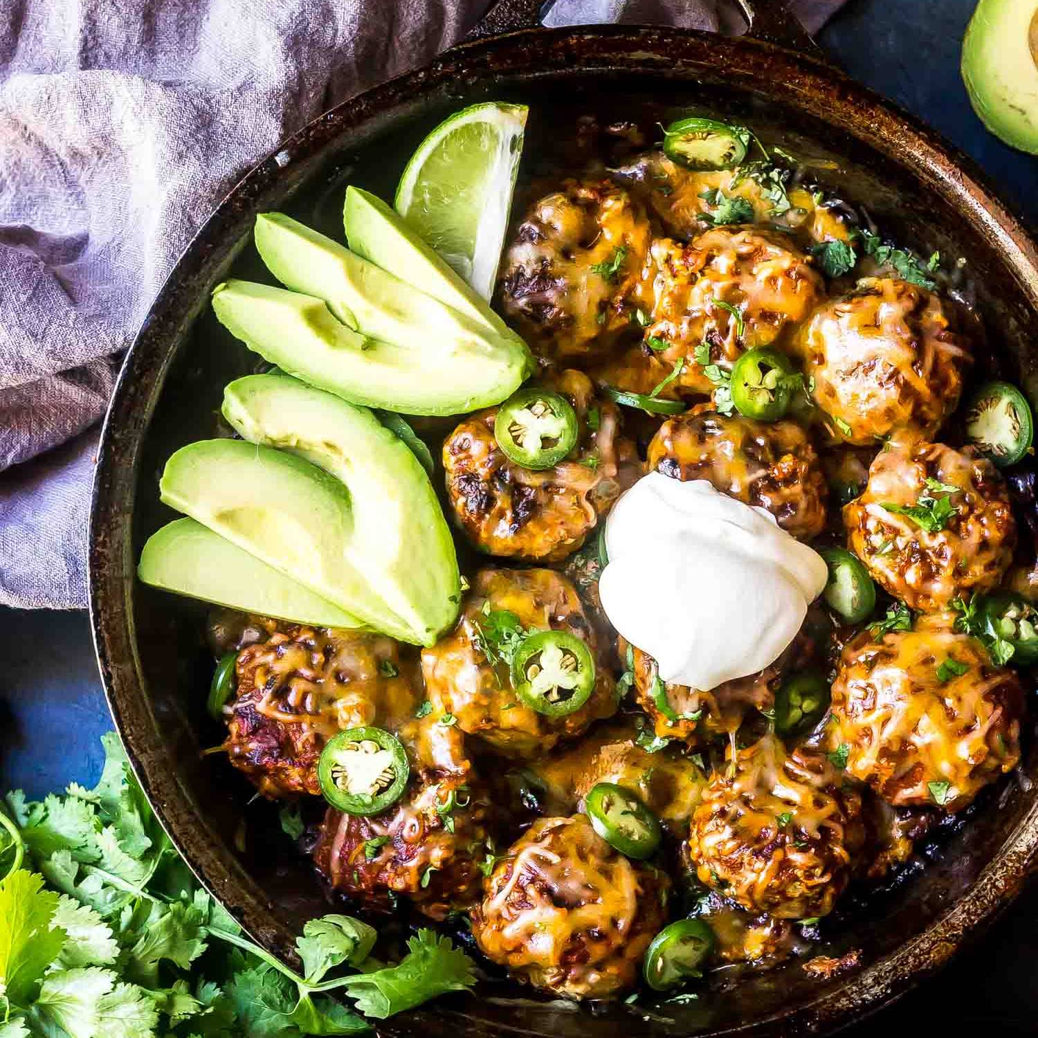 Keto Enchilada Meatball Skillet