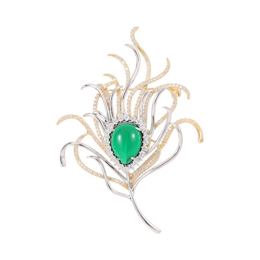 Title 5, Emerald Two-color Electroplated Zircon Set Peac...