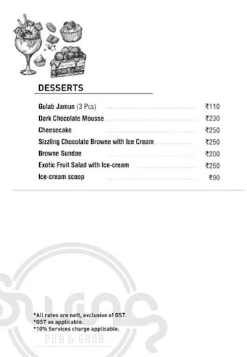 Swing Pub & Grub menu 