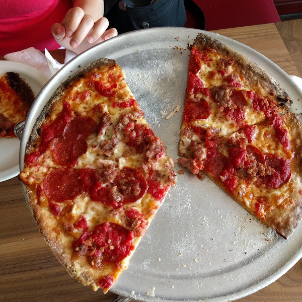 GF pizza with pepperoni and sausage