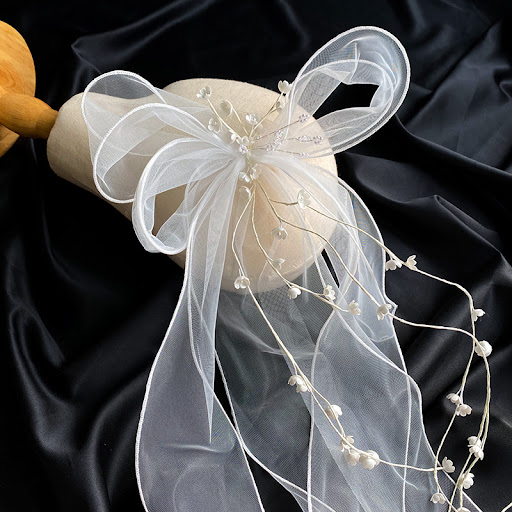 Title 4, Mesh handmade veil aesthetic temperament side c...