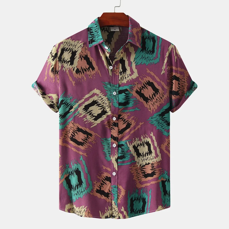 Herren Plus Size Kurzarm Hemd mit Print, modisch und bequem. Perfekt für den Sommer, lockerer Schnitt, vielseitig kombinierbar, trendiger Look.