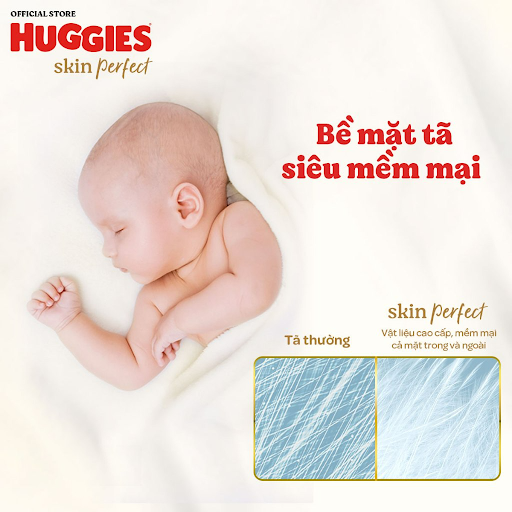 Tã-bỉm dán sơ sinh Huggies Skin Perfect M 46 (5-10kg) + Tặng 3 miếng