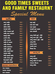 Good Times Sweets And Family Restaurant menu 1