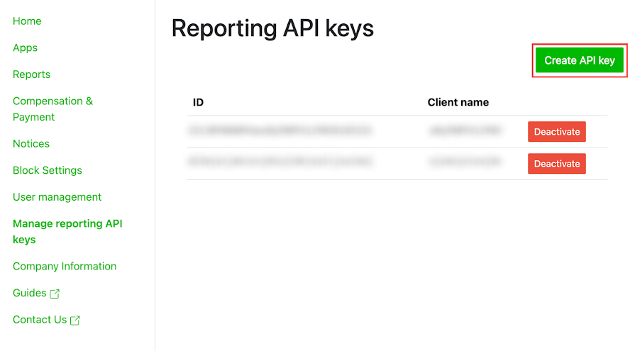Example of a LINE Ads Network account screen