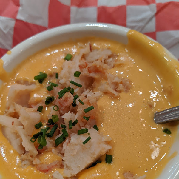 Lobster bisque loaded with fresh lobster