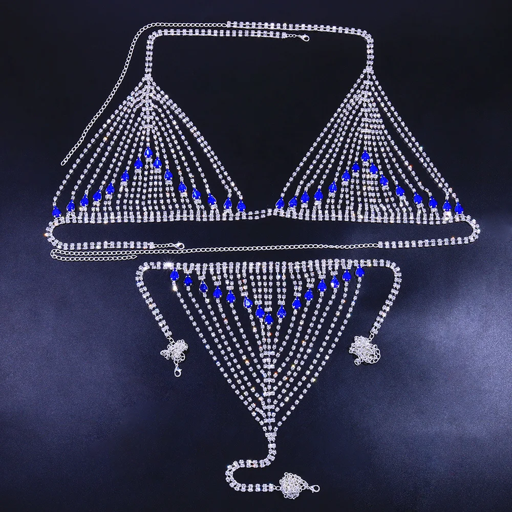 Title 2, Saffier strass borstketting Lichaamsketting Sie...