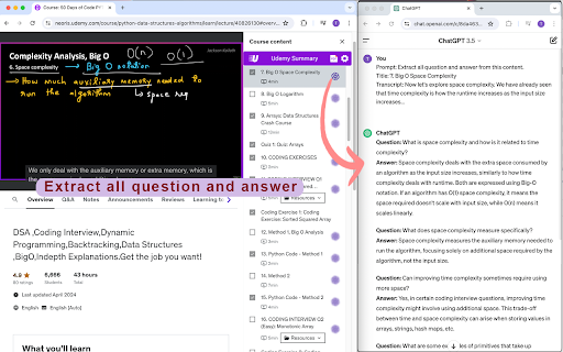 Udemy summary with custom ChatGPT prompts