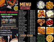 Balaji Mahender Sweets And Snacks menu 1