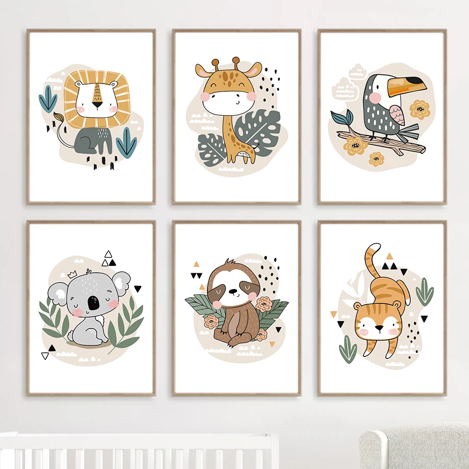 Affiches et impressions scandinaves avec des motifs d'animaux mignons pour la décoration de chambre. Ambiance cosy garantie !