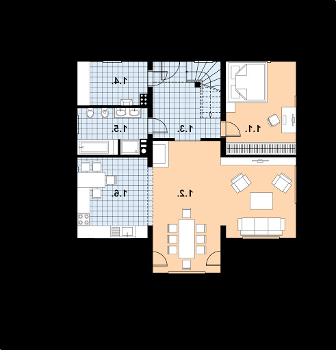 L-70 szkielet drewniany - Rzut parteru