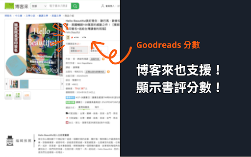 顯示書評分數 | 在 Kobo,Pchome,博客來網站顯示 Goodreads 書評分數