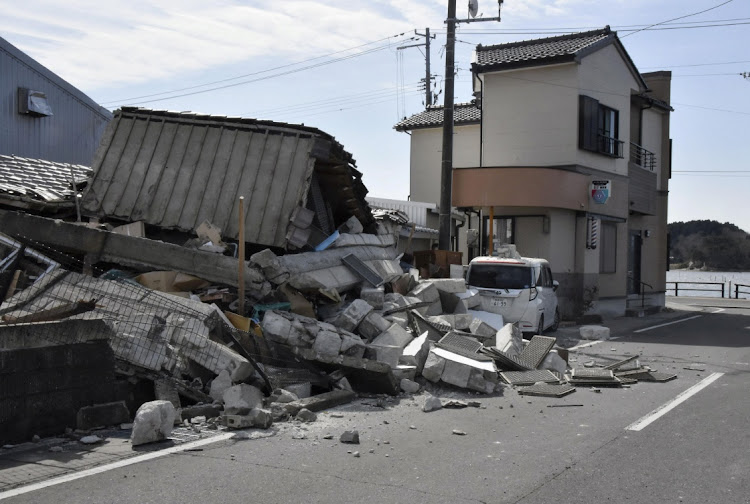 A damaged building following a strong earthquake in Soma, Fukushima prefecture, Japan, on March 17 2022. Picture: KYODO/VIA REUTERS