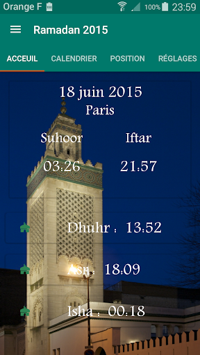 Calendrier Ramadan 2015