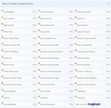 Abbu.G.Biryani House menu 