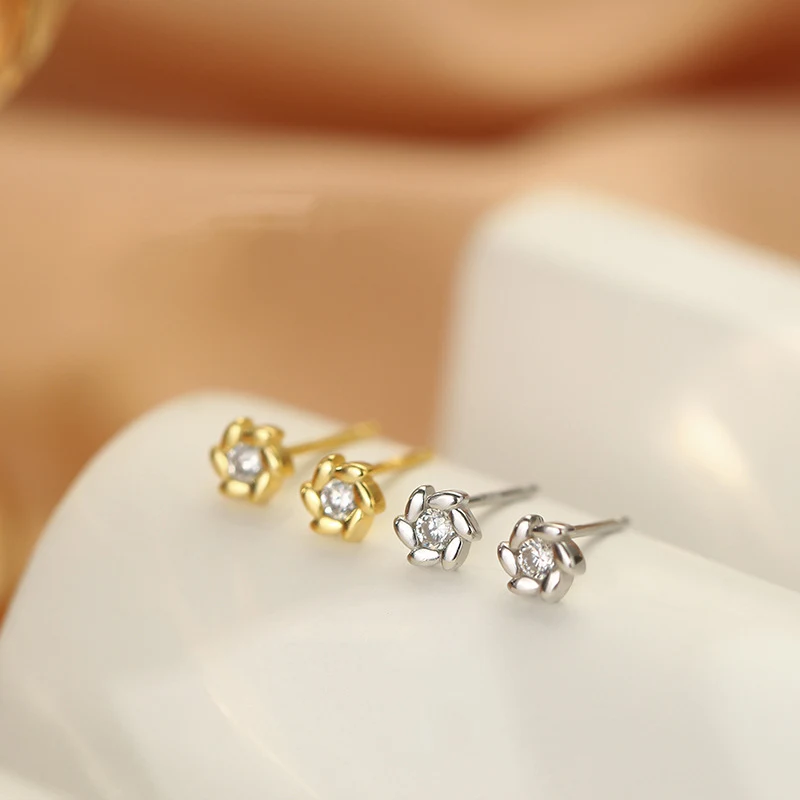 Pendientes de flor de aguja de plata