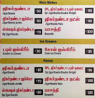 Madurai Famous Jigarthanda menu 1