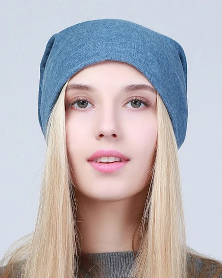 Geebro Women's Plain Beanie Hat Spring Cotton Slouchy Bea... - 2