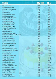 Cake Crazy menu 3