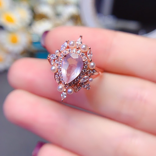 Title 4, Exquisite Large Particle Natural Crystal Ring. ...