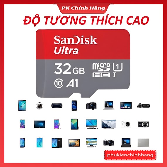 Thẻ Nhớ Chính Hãng Sandisk 4G 8G 16G 32G 64Gultra | Dss 32Gb Tốc Độ Cao - Chuyên Dụng Camera Hành Trình, Cam Wifi