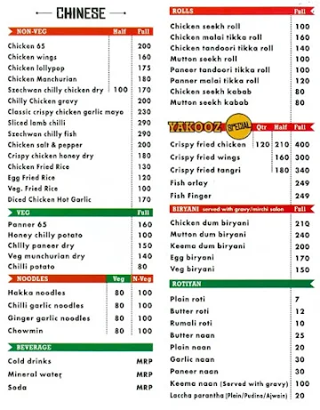 Yakooz menu 