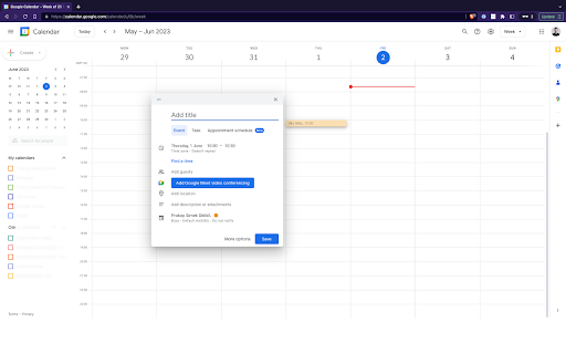 Google Calendar Description Prefiller